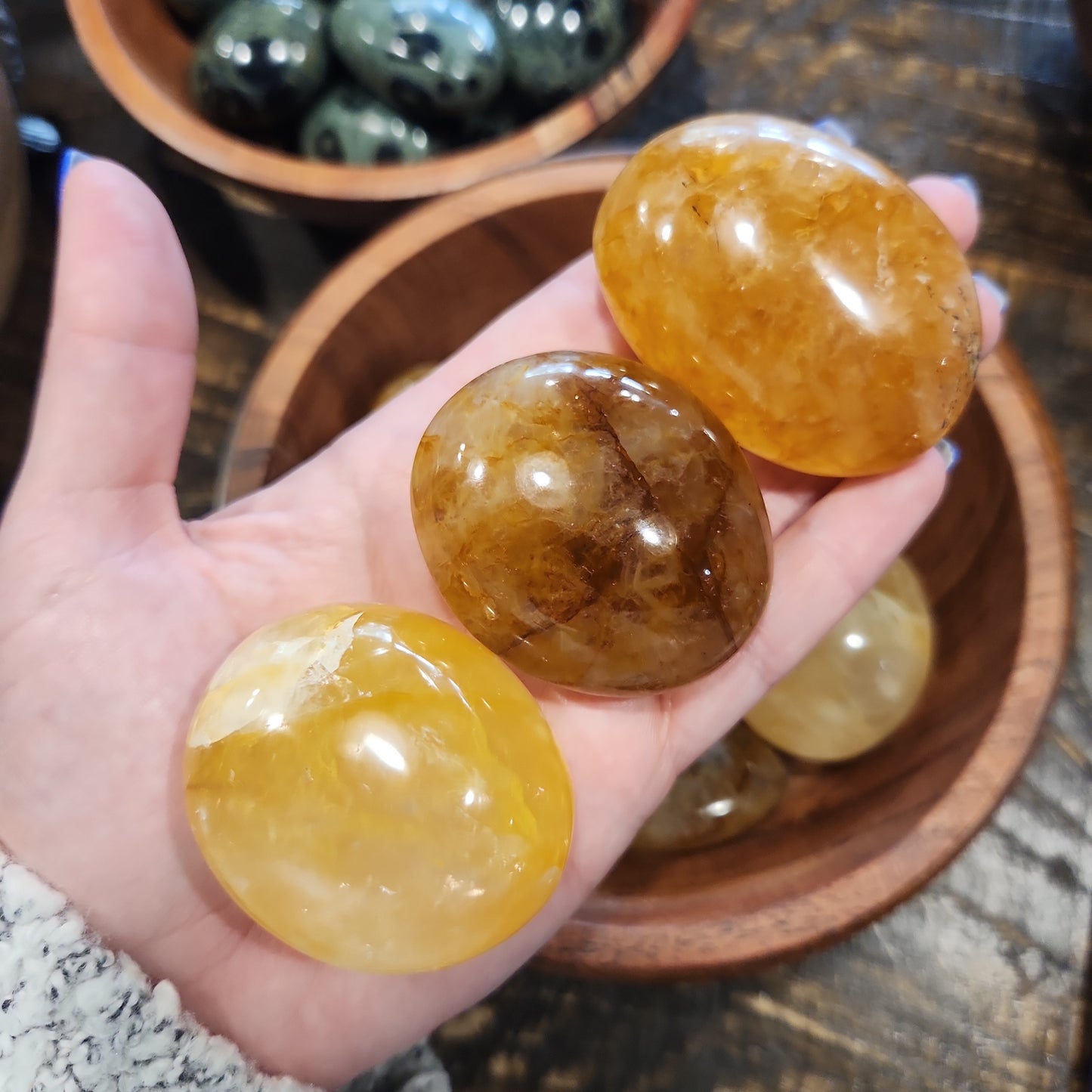 Yellow Hematoid Quartz Palm Stone