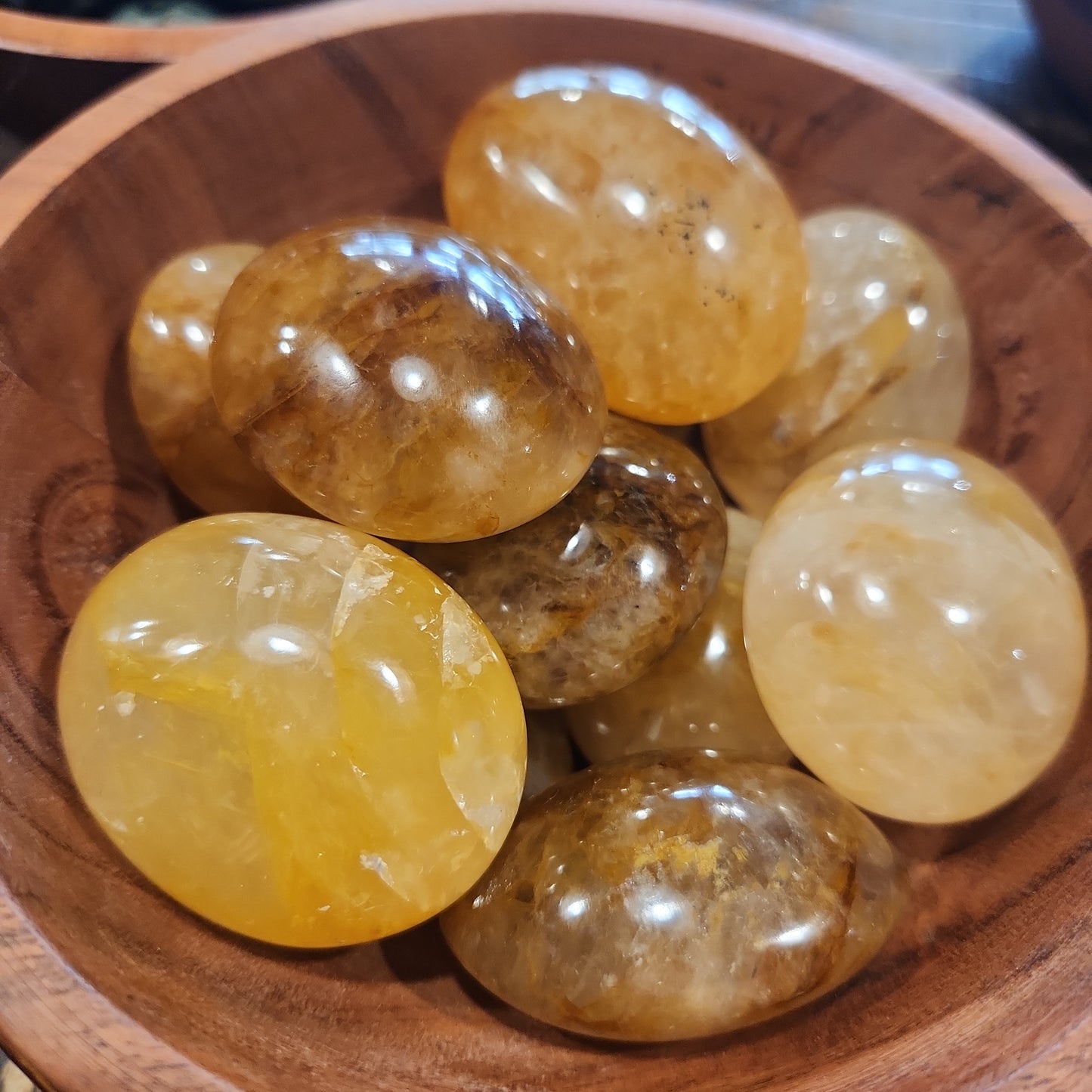 Yellow Hematoid Quartz Palm Stone