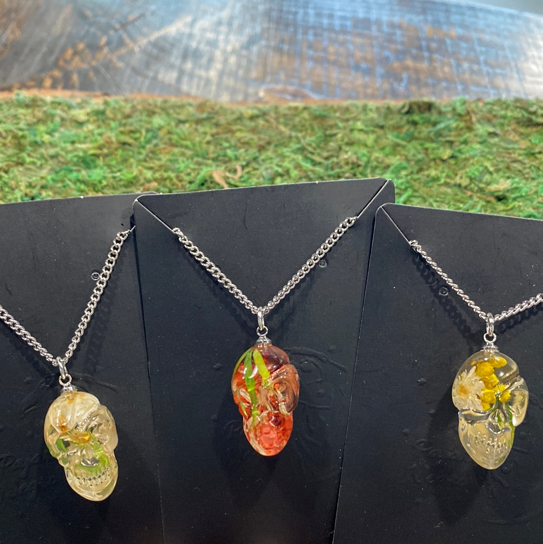 Botanical Skull Necklace