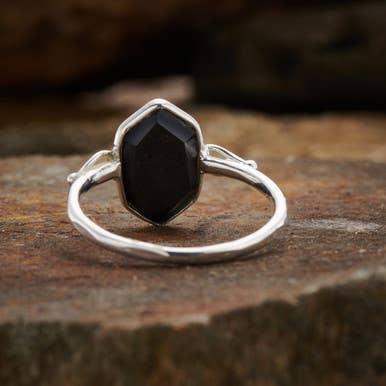 Black Onyx Double Terminated Ring