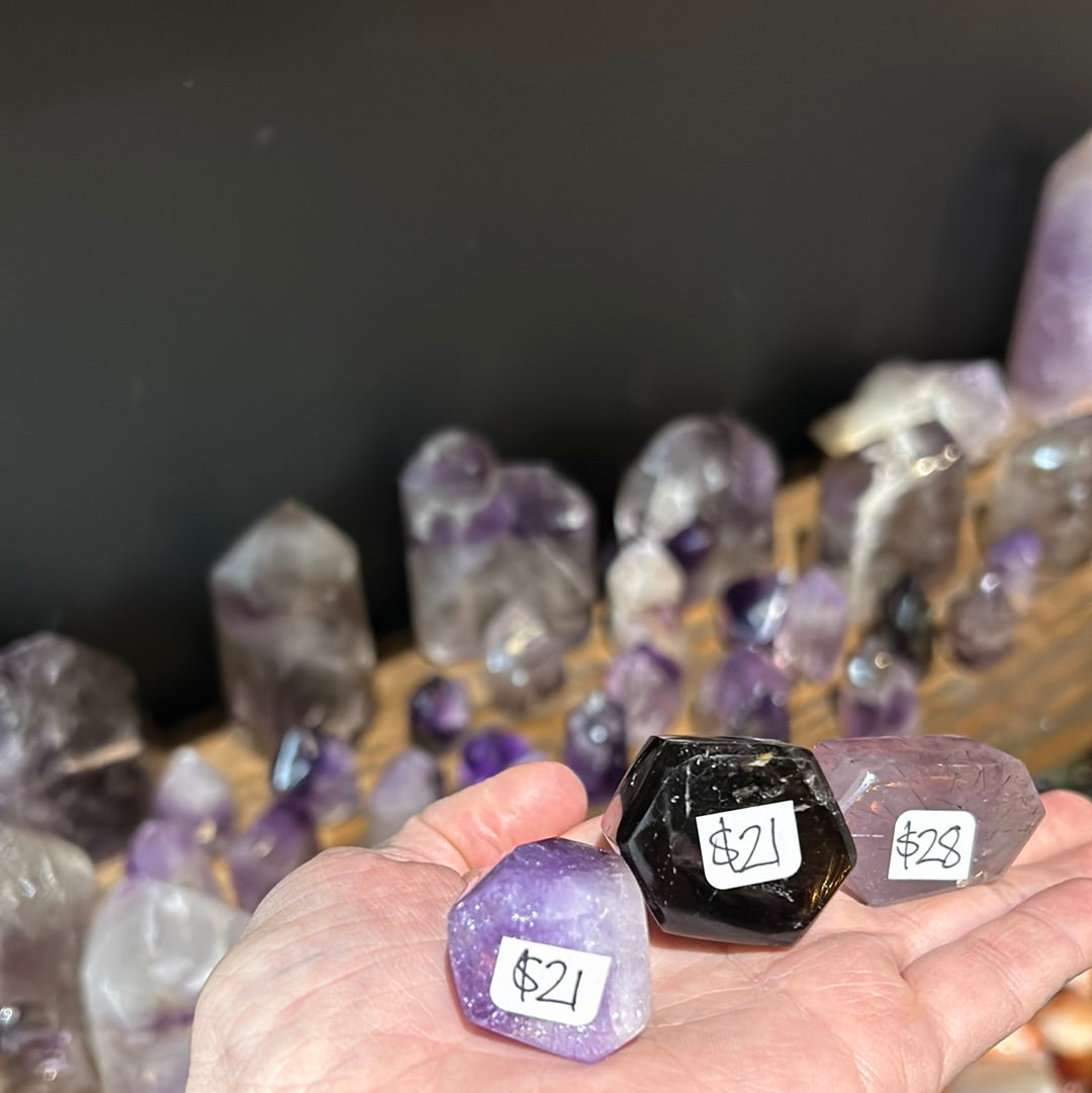 Gemmy & Smoky Amethyst Points
