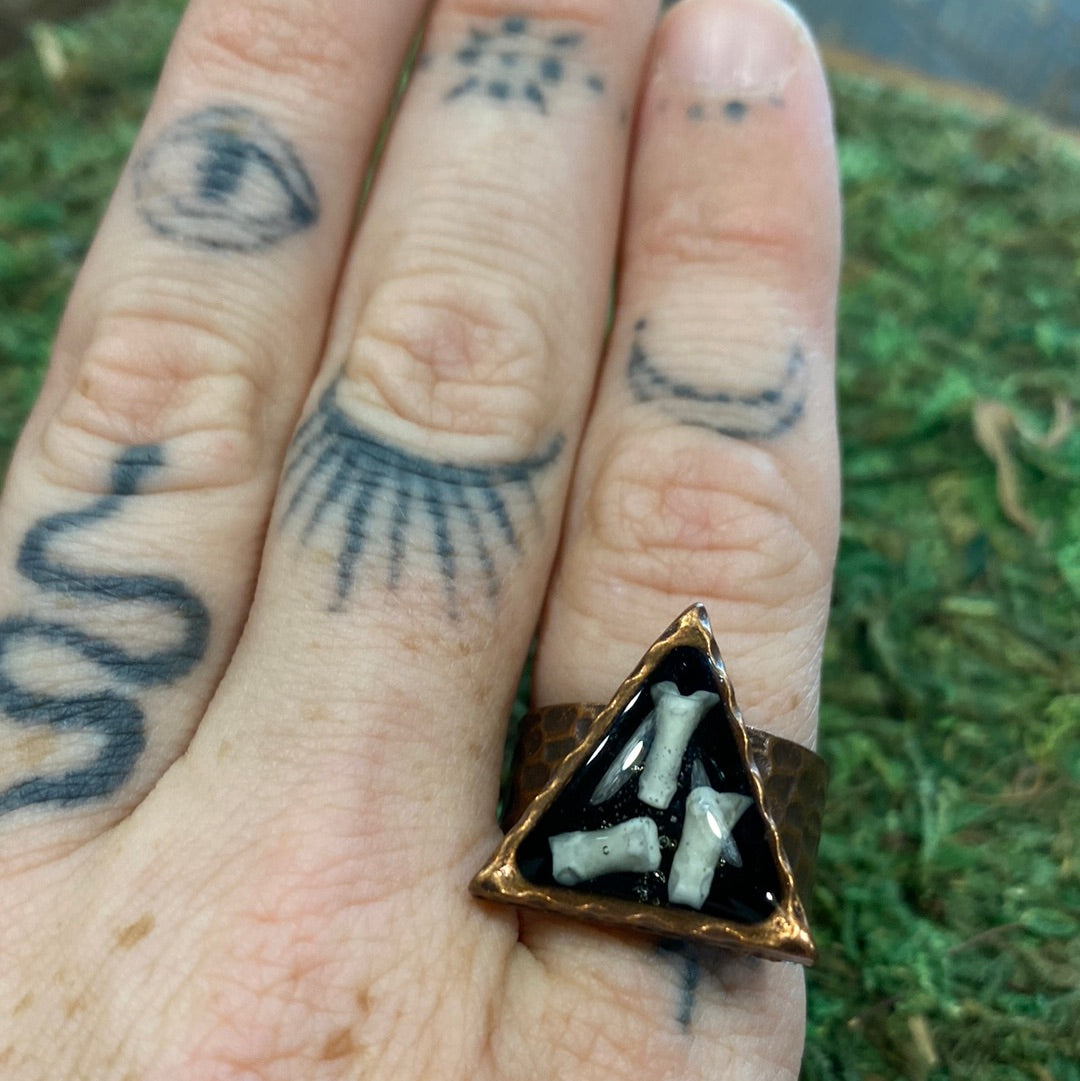 Triangular Rabbit Bone Ring