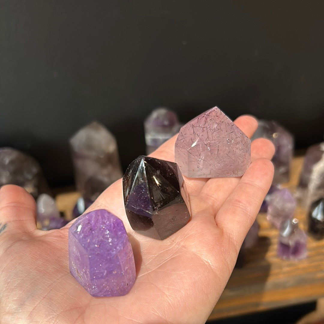Gemmy & Smoky Amethyst Points