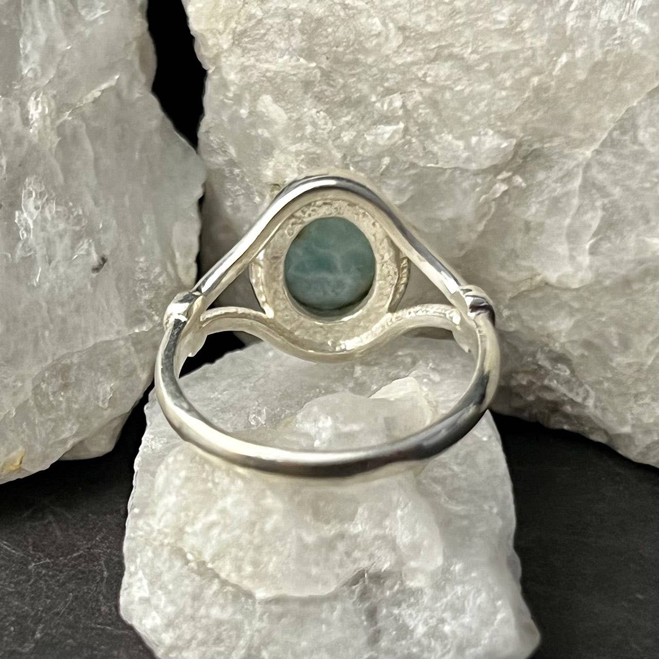 LARIMAR RING V-BAND W/ KNOT