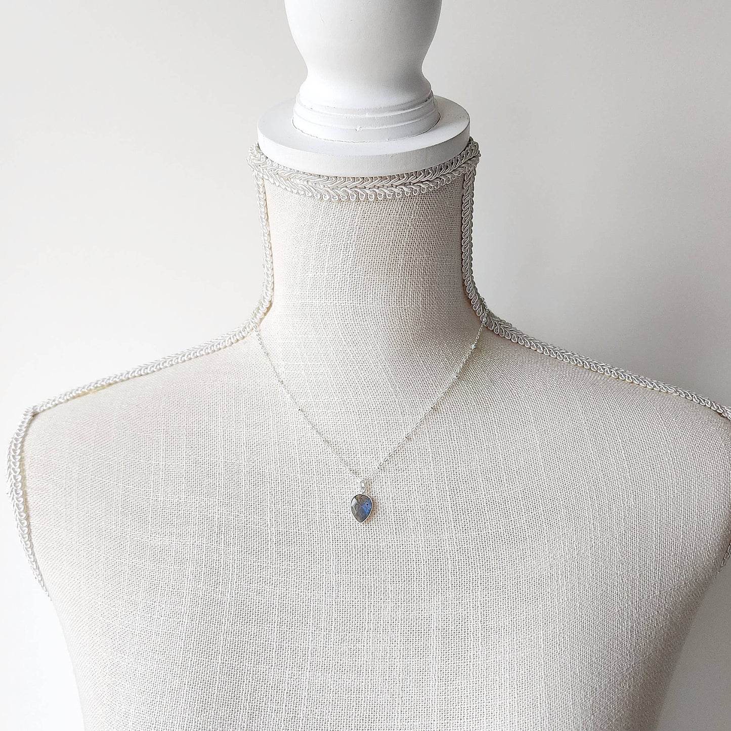 Dainty Faceted Labradorite Pear Necklace