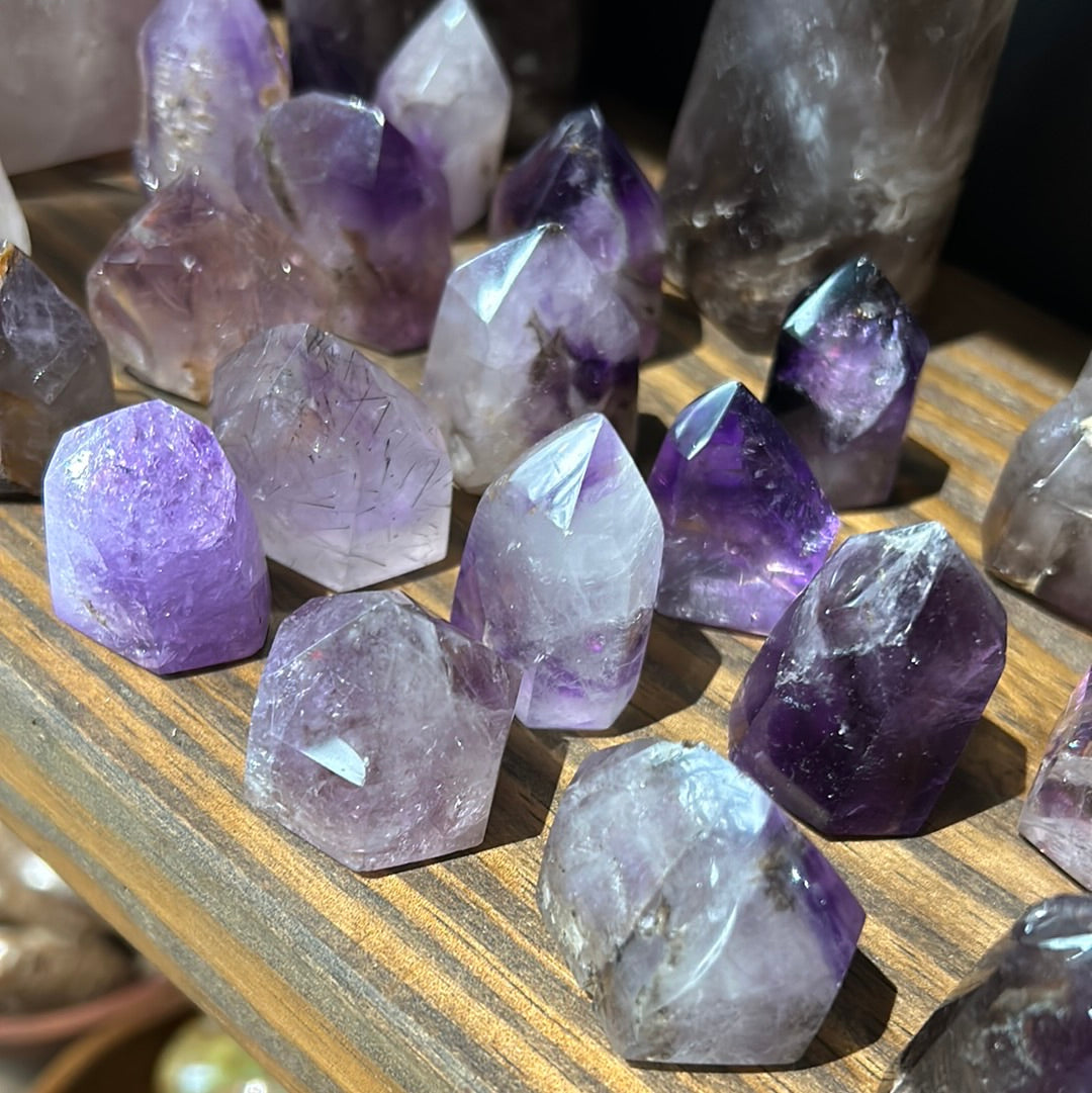Gemmy & Smoky Amethyst Points