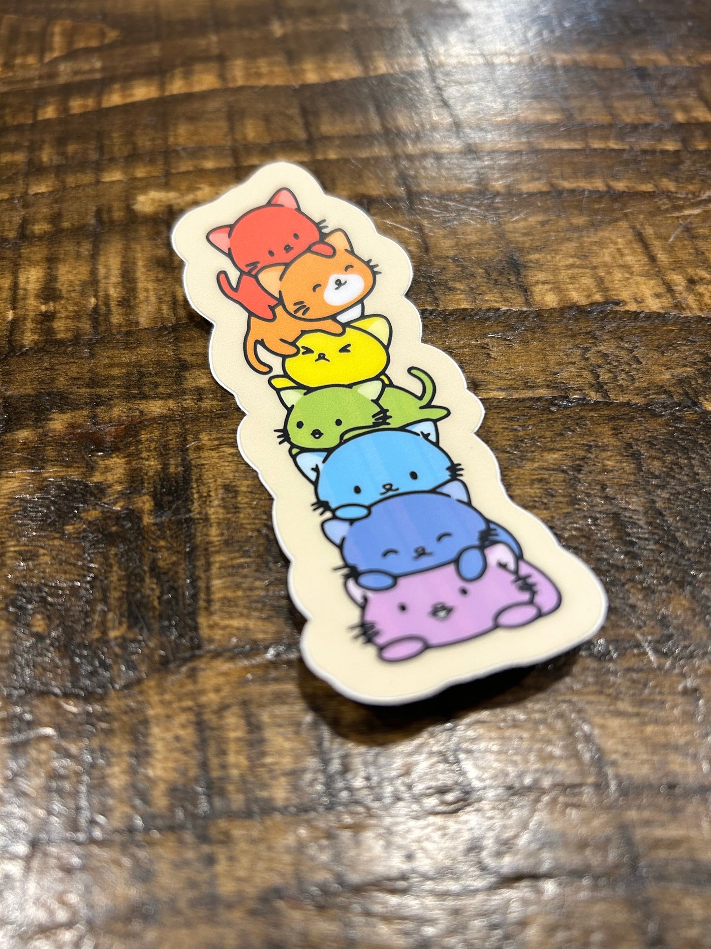 Rainbow Cat Stack High Quality Vinyl Sticker