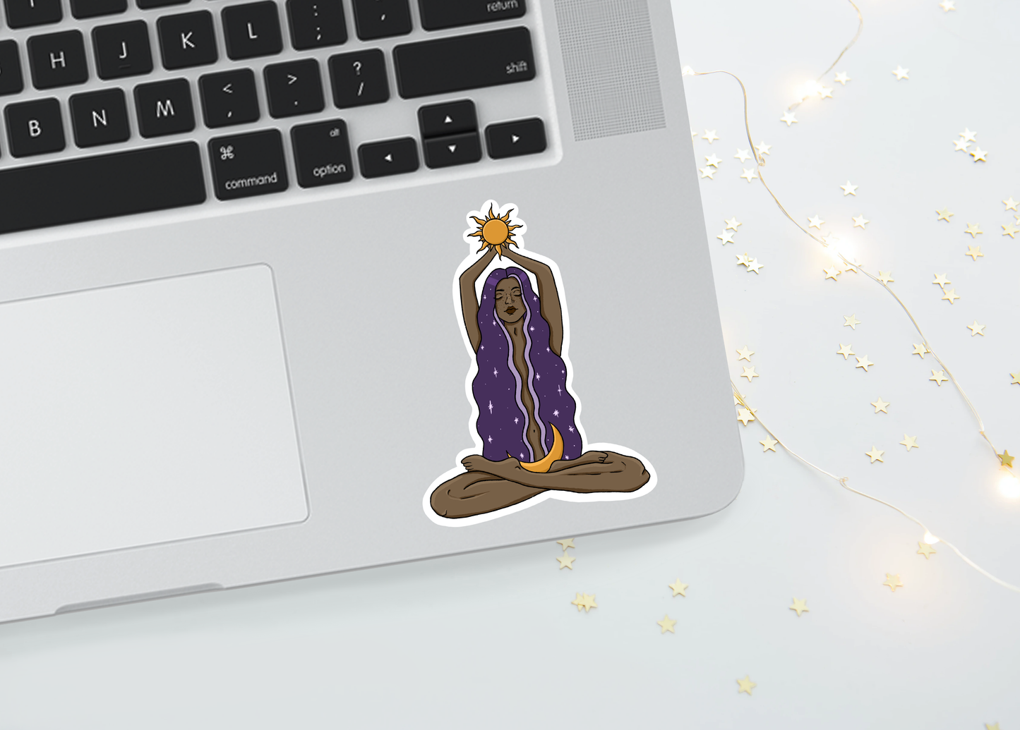 Sun/Moon Witch Sticker - dark skin tone