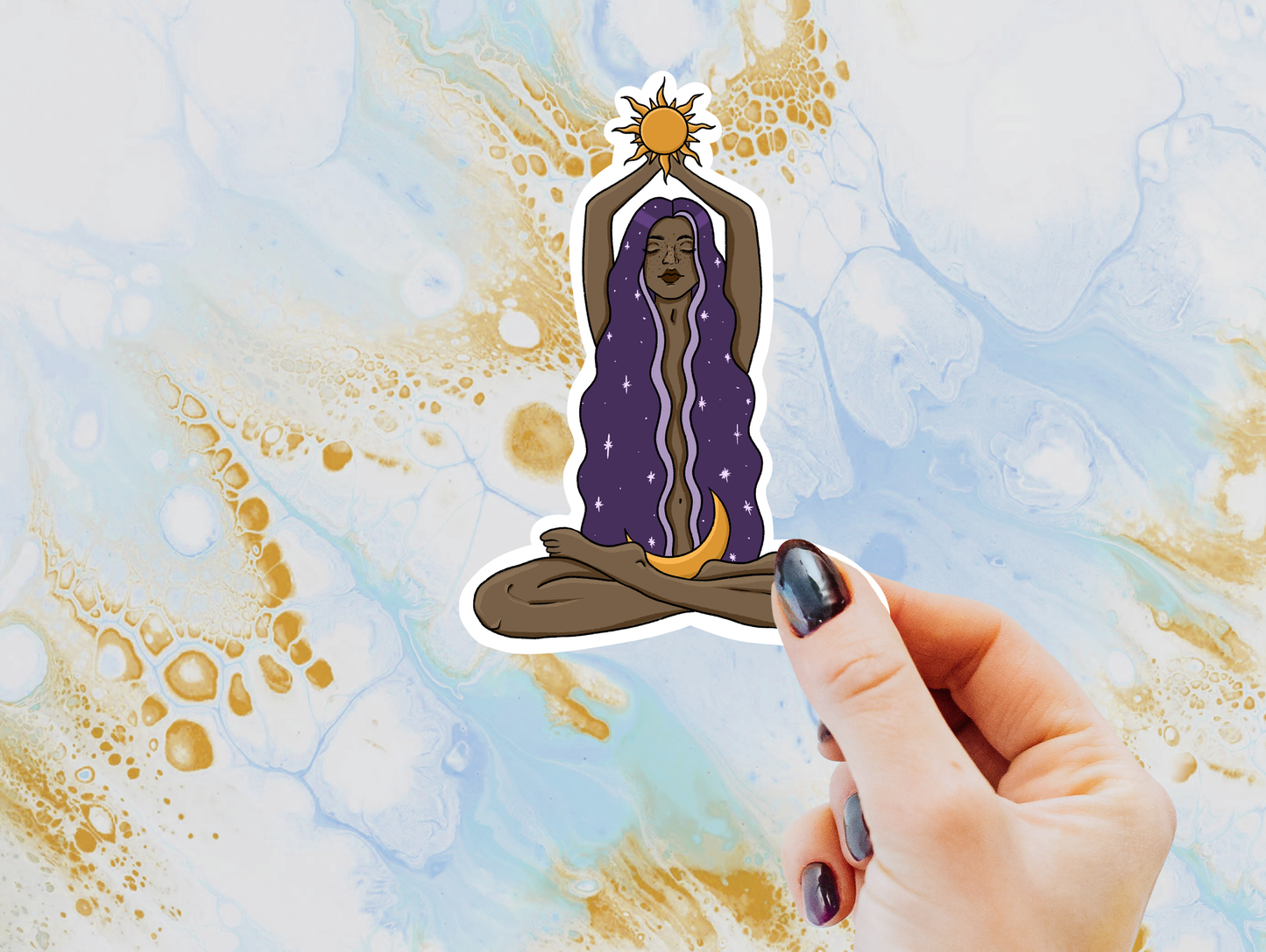 Sun/Moon Witch Sticker - dark skin tone