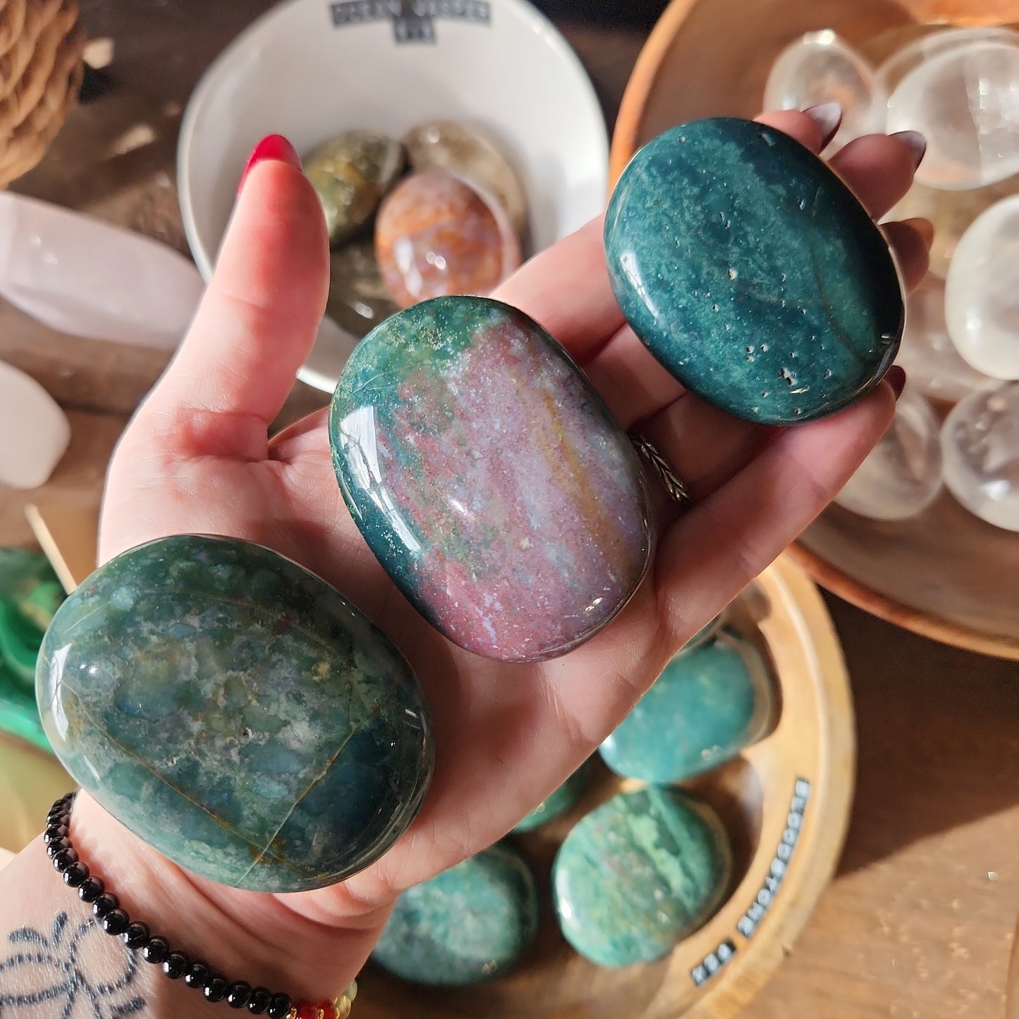 Bloodstone Palm Stones