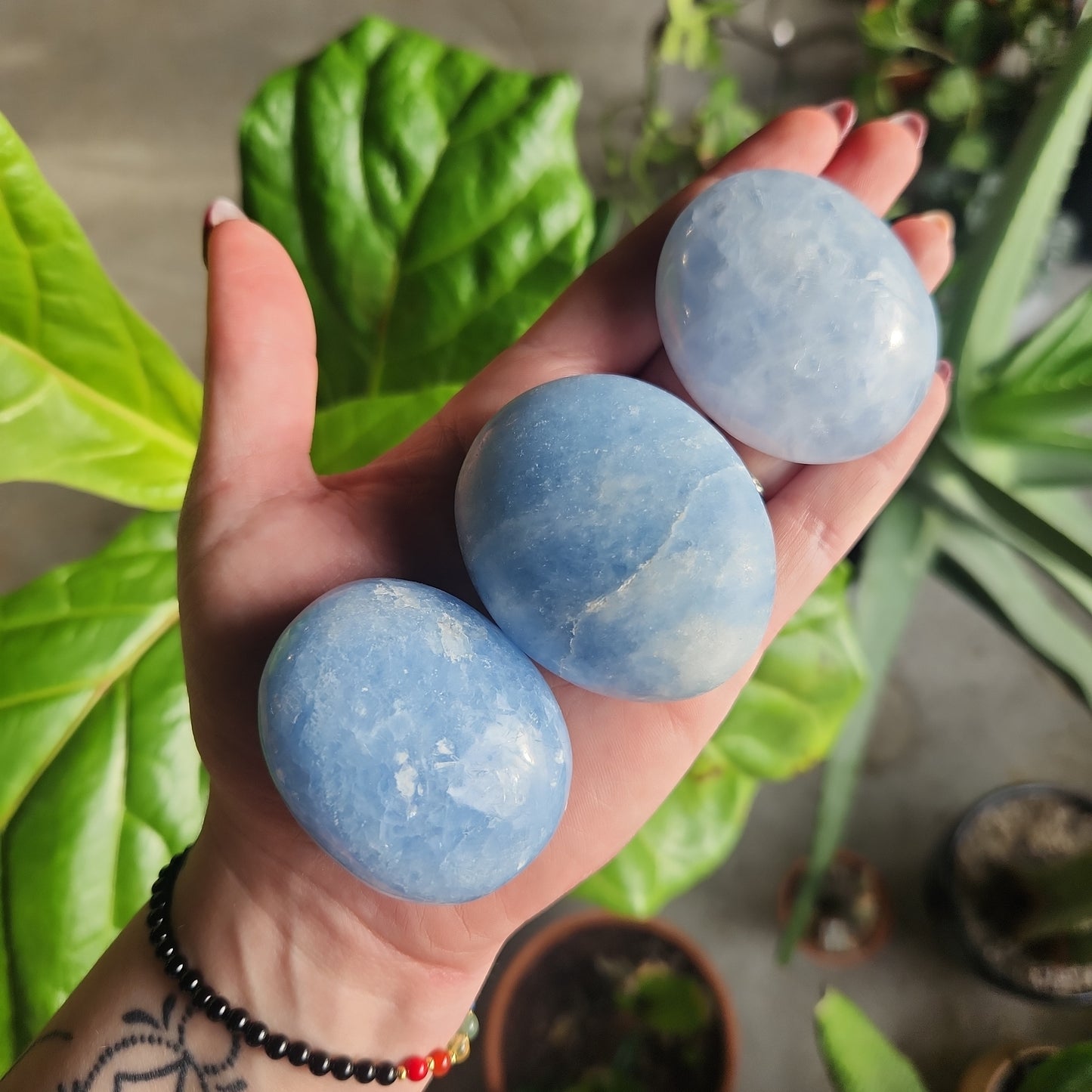 Blue Calcite Palm Stones