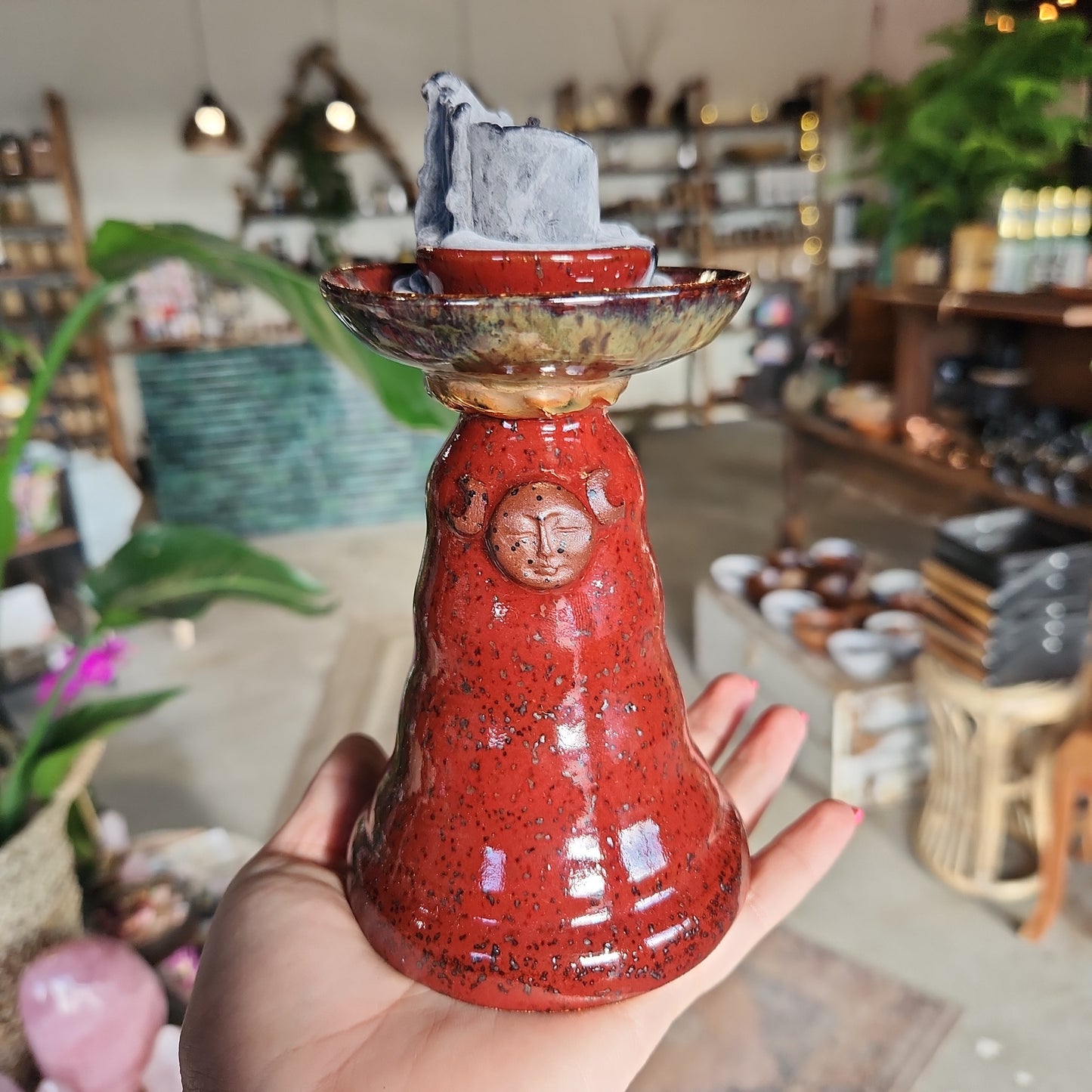 Red large candle holder