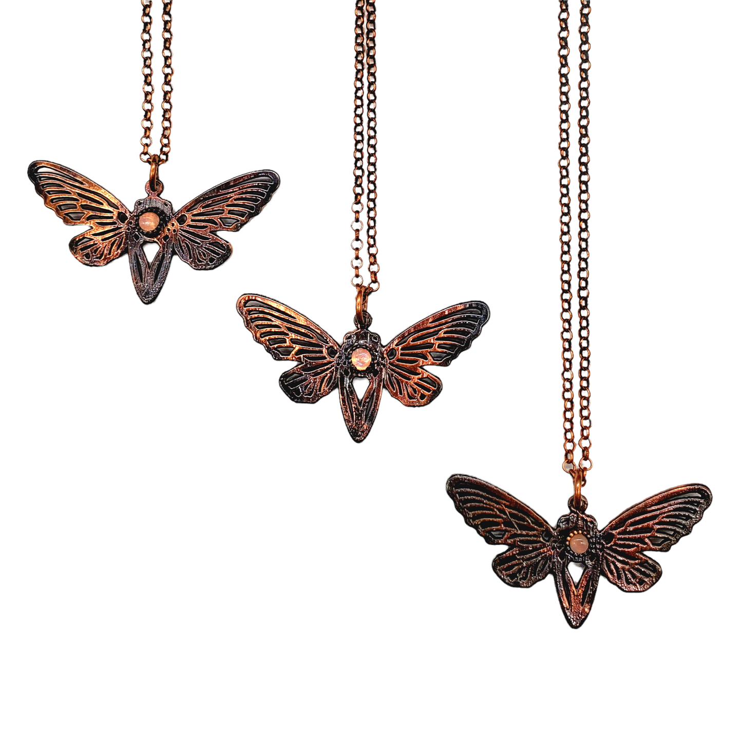 Rainbow Moonstone Cicada Necklace