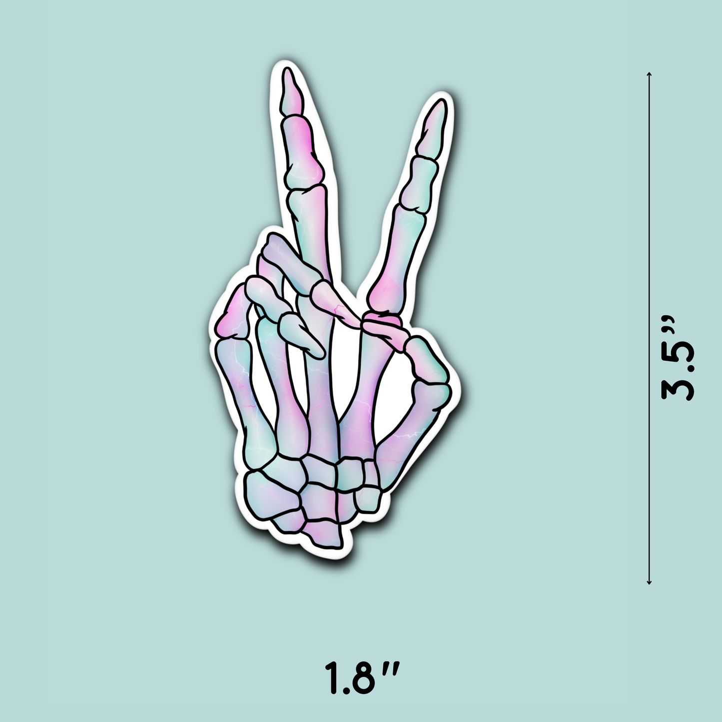 Pastel Skeleton Peace Sign Sticker