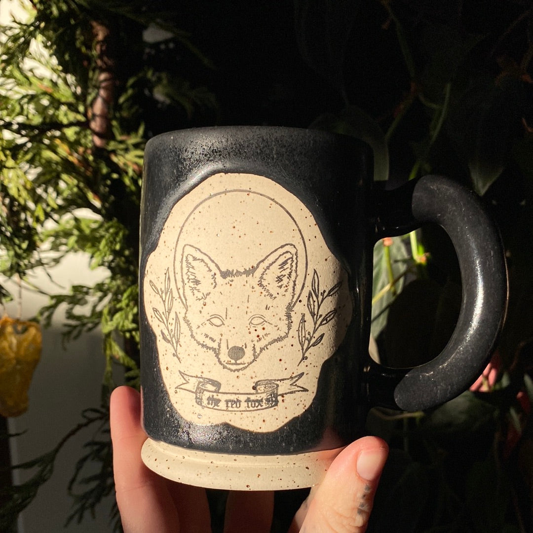 Forest Familiar Mug: Fox (with Black Satin Glaze)