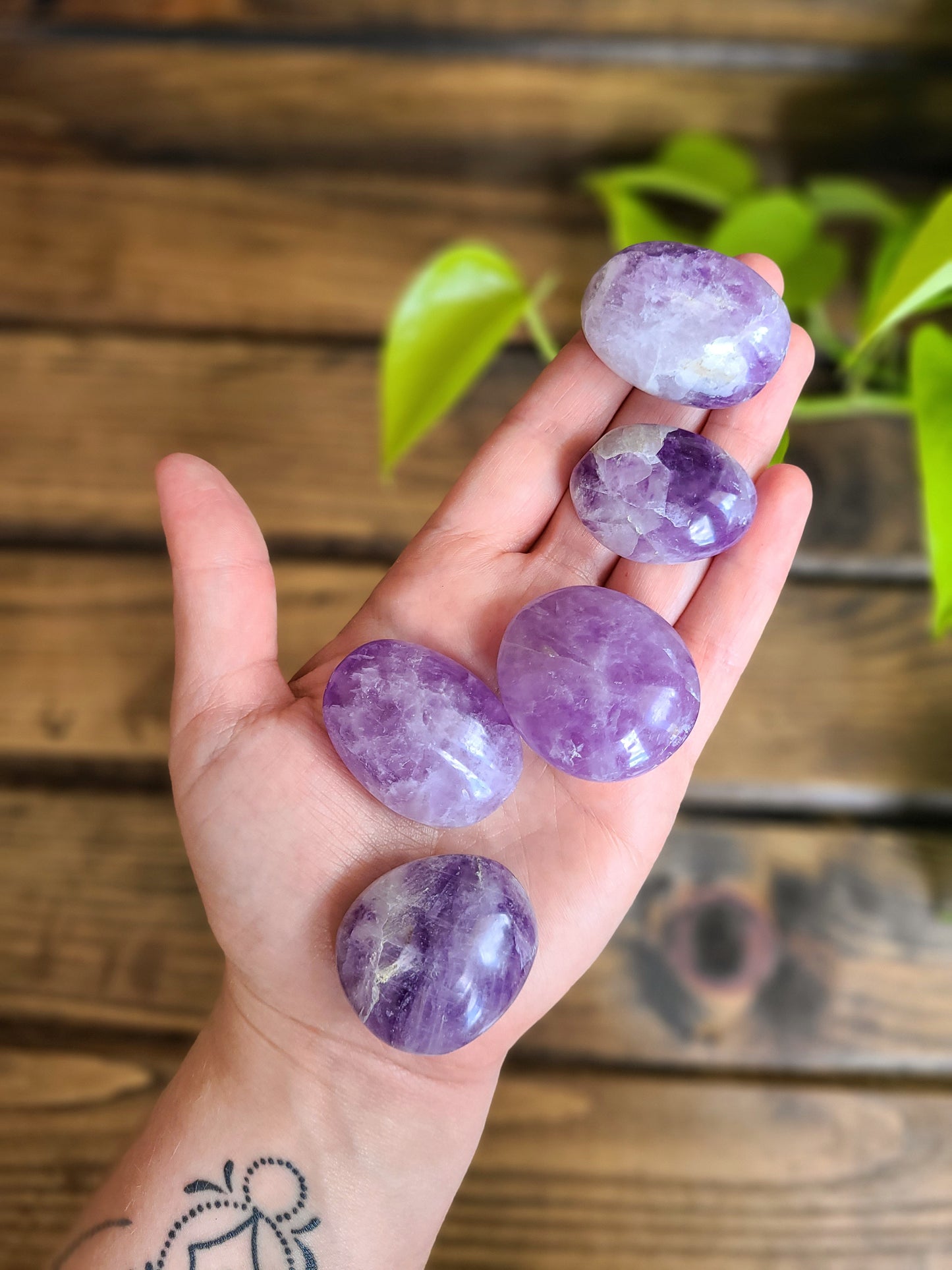 Chevron Amethyst Palm Stones