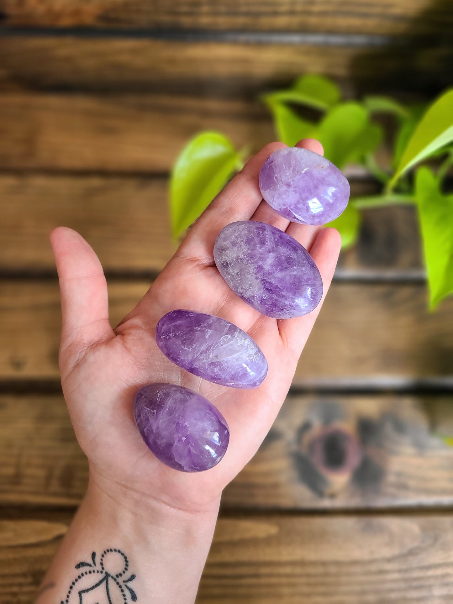 Chevron Amethyst Palm Stones