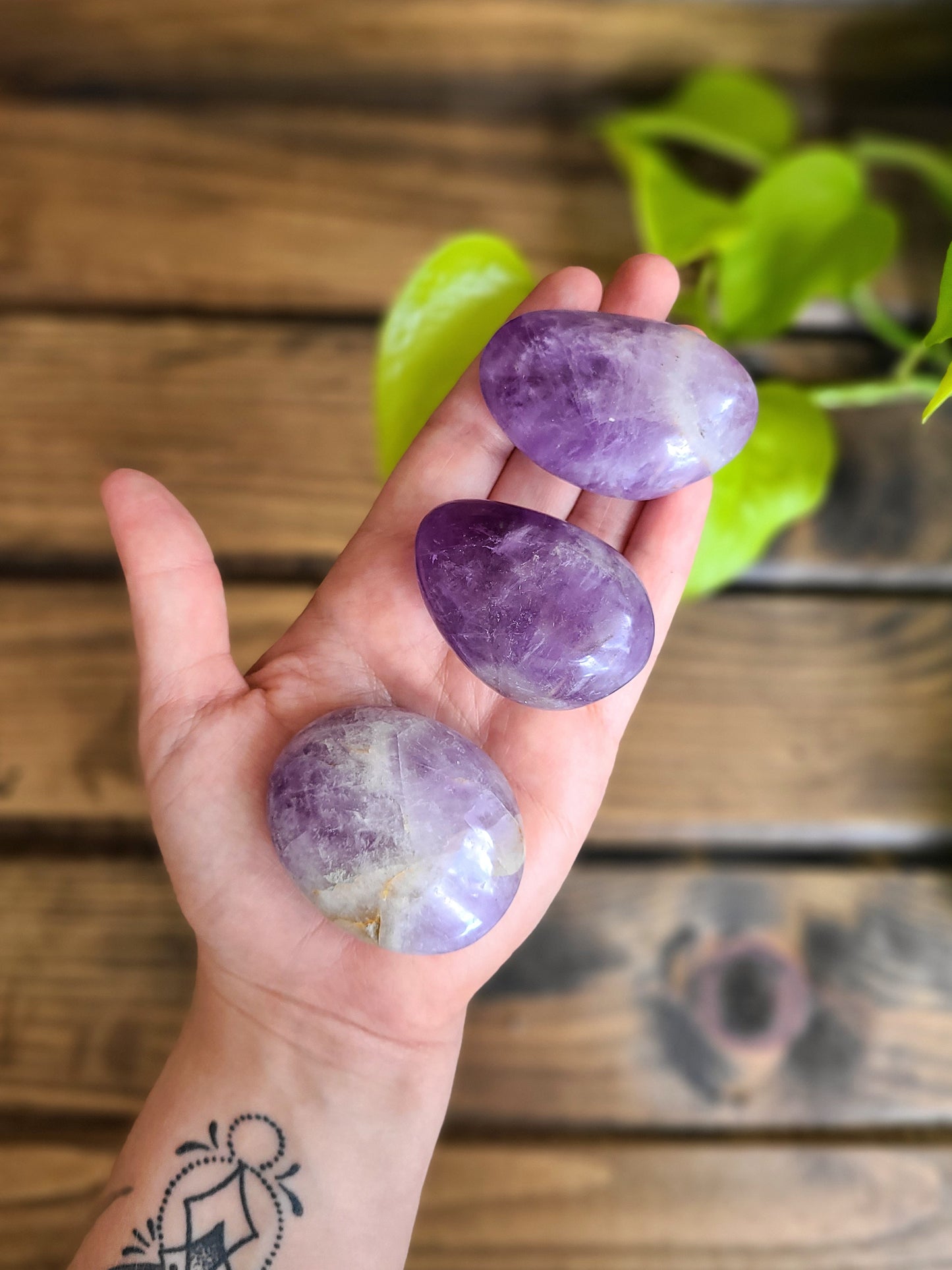 Chevron Amethyst Palm Stones