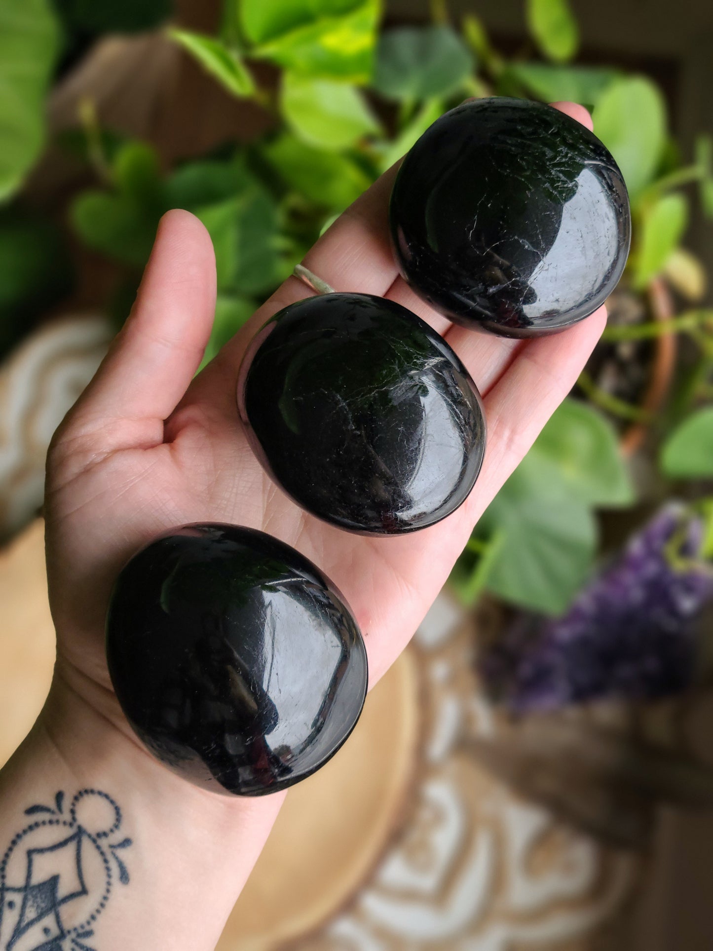 Black Tourmaline Palm Stones