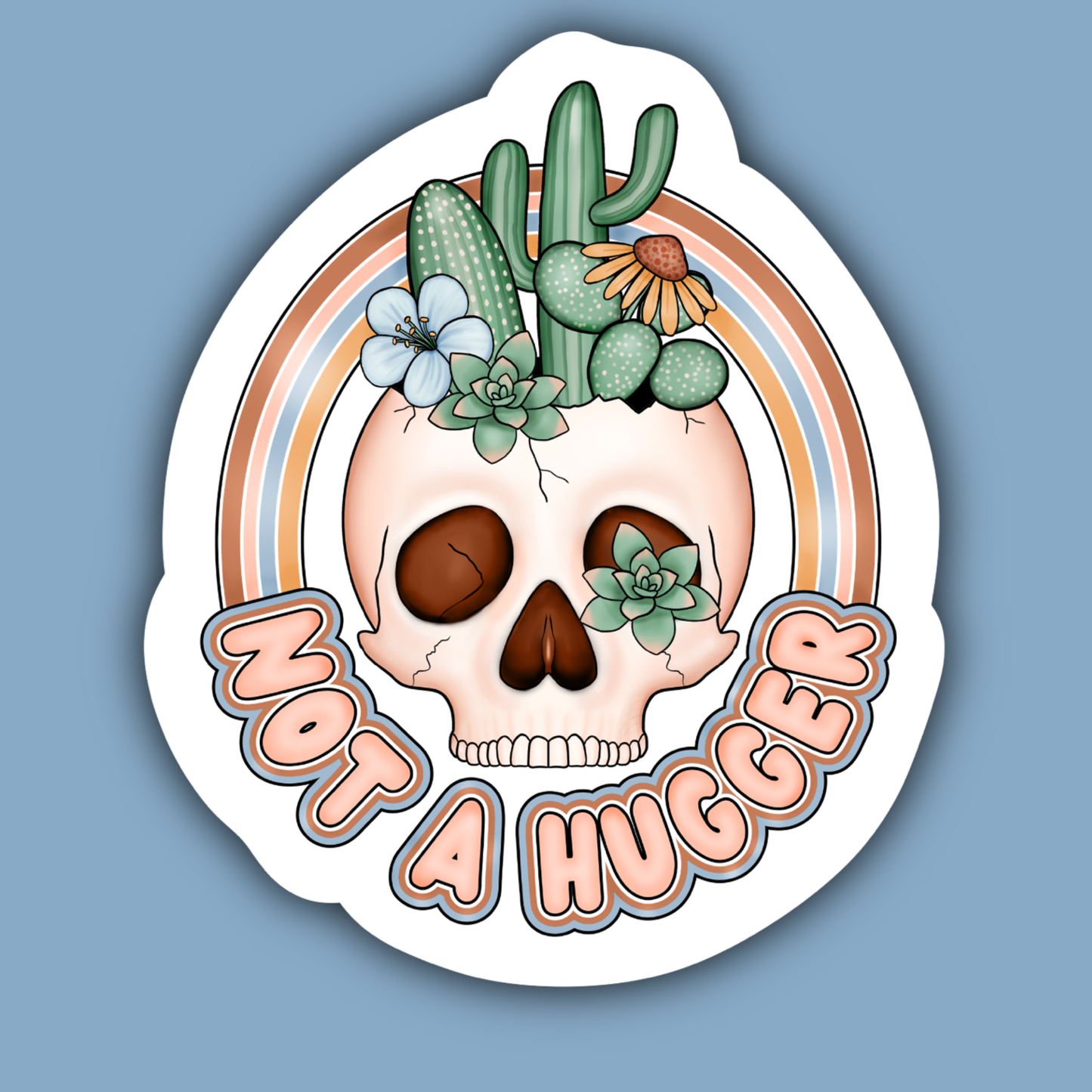 Not A Hugger Cactus Skull Sticker