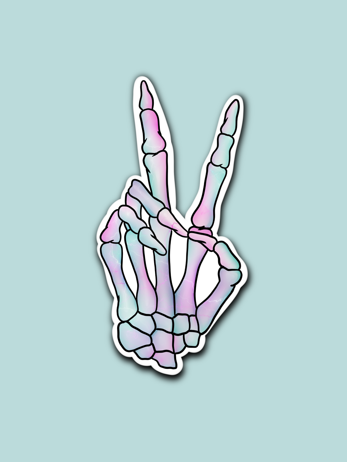 Pastel Skeleton Peace Sign Sticker